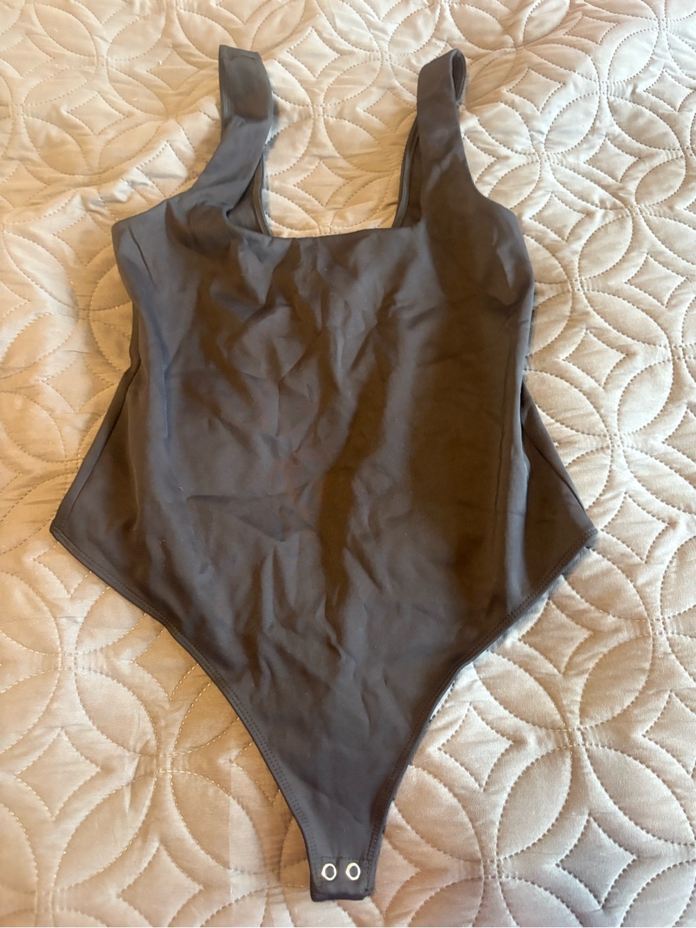 Good American Black Tank One-Piece Bodysuit